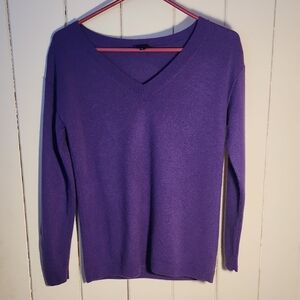 Talbot's  Cashmere Purple Jewel Tone V- Neck Sweater